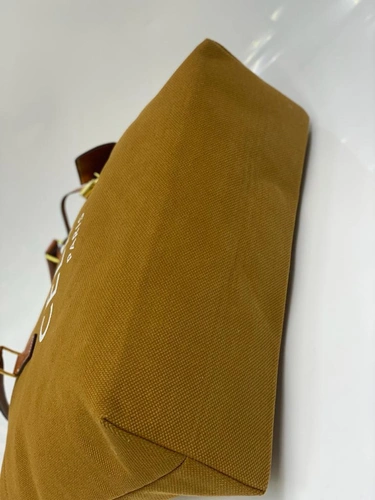 Женская сумка-шоппер Celine тканевая горчичная 41/30/14 см фото-3