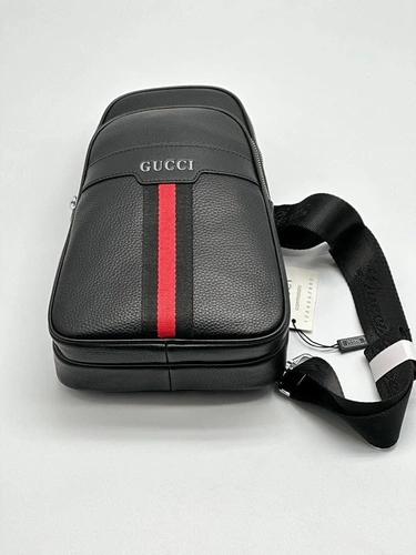Мужская сумка Gucci A104228 кожаная чёрная 28:17 см фото-3
