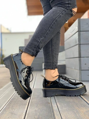 Туфли-дерби женские кожаные Dr Martens черные коллекция 2021-2022 фото-3