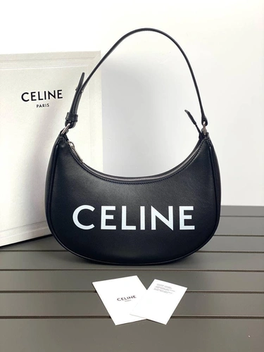 Женская сумка-багет Celine из натуральной кожи качество премиум-люкс черная 23/14/7 см