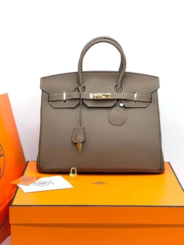 Женская сумка Hermes Birkin 35×26 см A109375 бежевая фото-7
