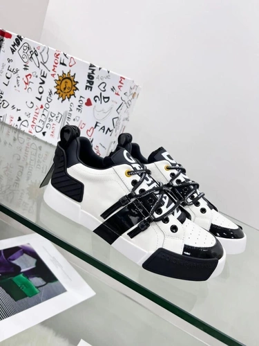 Кроссовки мужские кожаные Dolce & Gabbana A104630 чёрно-белые фото-5