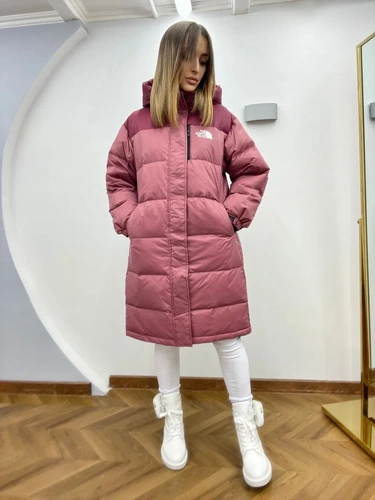 Женское премиум-люкс пальто розовое A6569