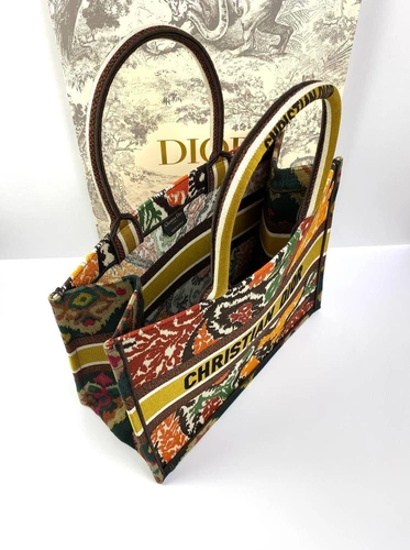 Женская сумка Dior Book Tote большая тканевая с ярким рисунком 41,5/35/18 см качество премиум-люкс фото-2