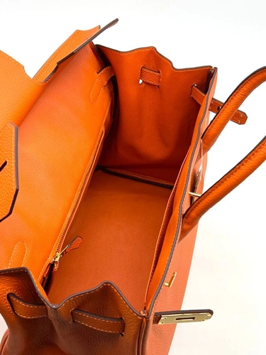 Женская сумка Hermes Birkin 35×26 см A109406 оранжевая фото-6