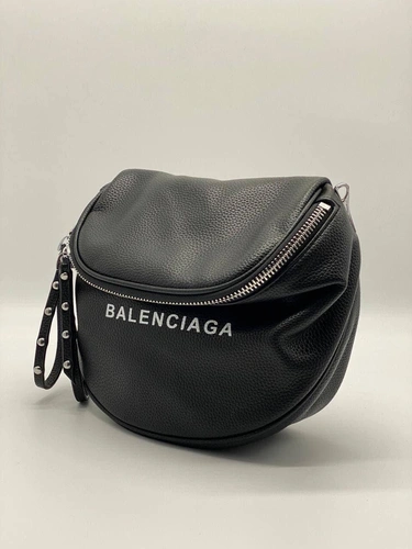 Женская кожаная сумка Balenciaga черная 25/22 коллекция 2021-2022 фото-4