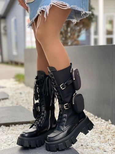 Ботинки зимние Prada черные фото-3