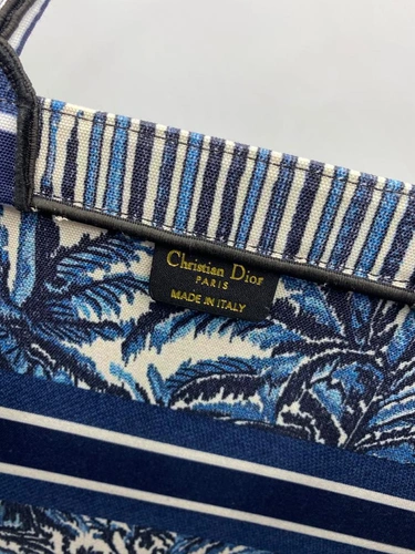 Женская сумка-шоппер Dior тканевая с рисунком синяя 41/32/15 см фото-5