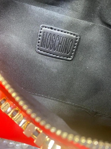 Поясная сумка Moschino красная тканевая с поясным ремнём 27/15 см фото-4