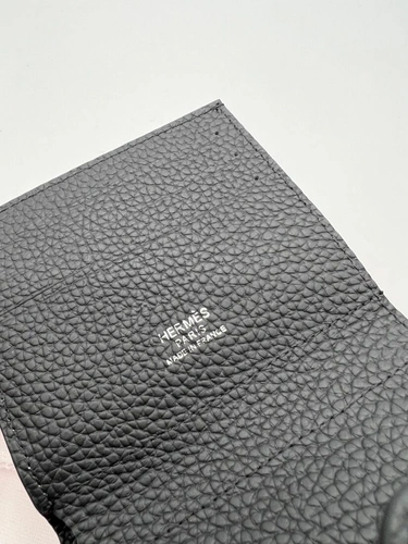 Кожаный бумажник Hermes 10/12 см A103055 чёрный фото-5