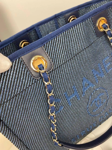 Женская сумка Shopping Chanel синяя 41/26/15 премиум-люкс фото-5