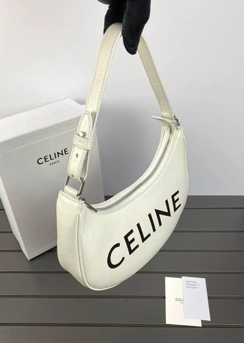 Женская сумка-багет Celine из натуральной кожи качество премиум-люкс белая 23/14/7 см фото-3