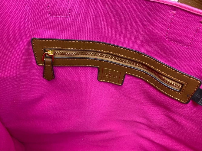 Женская тканевая сумка Fendi розовая с рисунком-монограммой 38/32/19 см фото-6