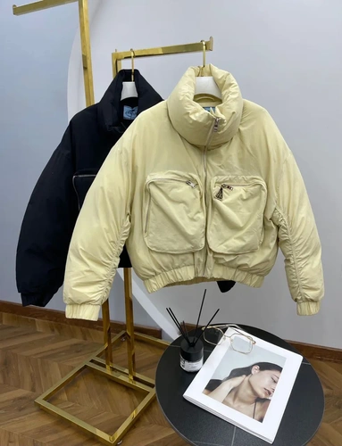 Женская премиум-люкс куртка prada темно-желтая A6546 фото-2