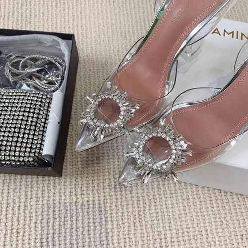 Туфли-босоножки женские силиконовые Amina Muaddi белые премиум-люкс коллекция 2021-2022 фото-5