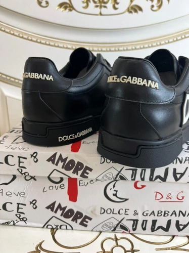 Кроссовки мужские кожаные Dolce & Gabbana A104456 черные фото-3