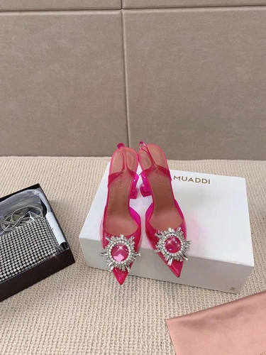 Туфли-босоножки женские силиконовые Amina Muaddi розовые премиум-люкс коллекция 2021-2022 фото-3