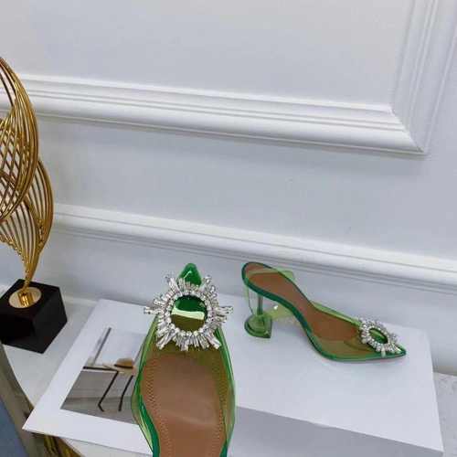 Туфли-босоножки женские силиконовые Amina Muaddi зеленые премиум-люкс коллекция 2021-2022 фото-5