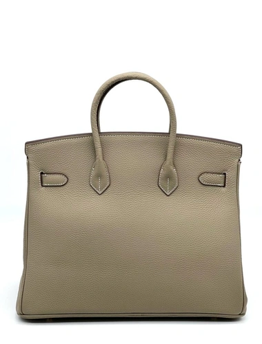 Женская сумка Hermes Birkin 35×26 см A109385 светло-бежевая фото-4