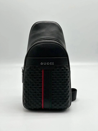 Мужская сумка Gucci A104233 кожаная чёрная 30:16 см фото-5