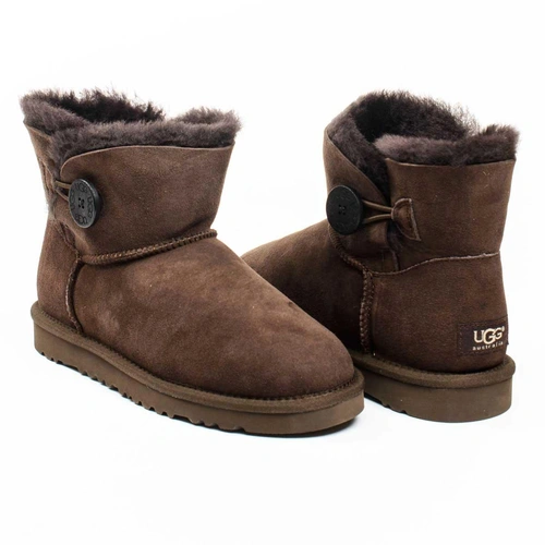 Угги женские ботинки UGG Mini Bailey Button Chocolate фото-2