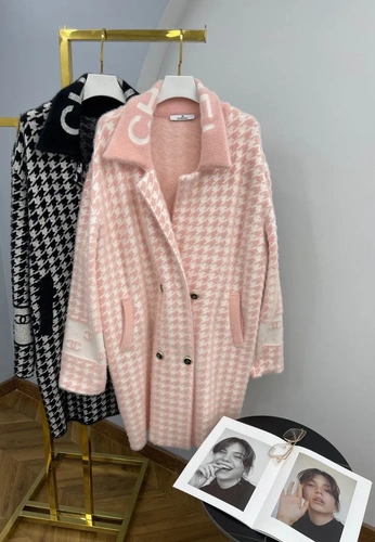 Женское премиум-люкс пальто chanel белое/розовое A5874 фото-5