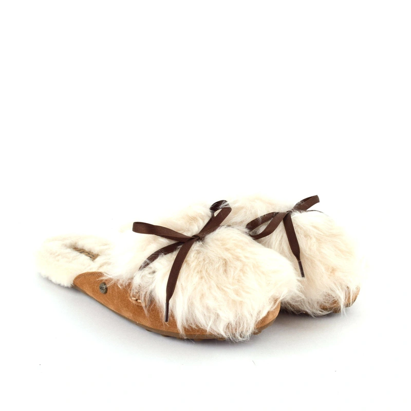 Угги тапочки женские UGG Slippers Fluff Shaine Chestnut