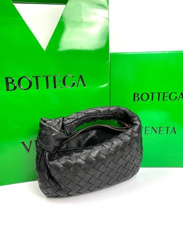 Женская кожаная сумка-тоут The Mini Jodie Bottega Veneta чёрная 24/14/5 см премиум-люкс качество фото-6