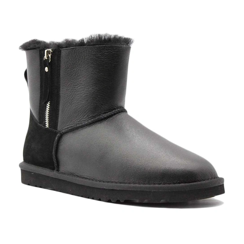 Угги женские сапоги UGG Mini Double Zip Black фото-2