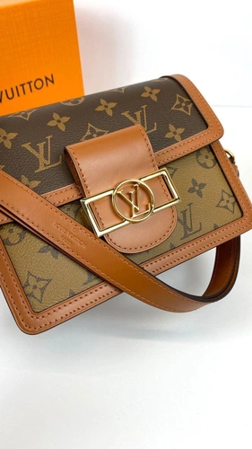 Женская сумка Louis Vuitton Dauphine mini премиум-люкс хаки фото-8