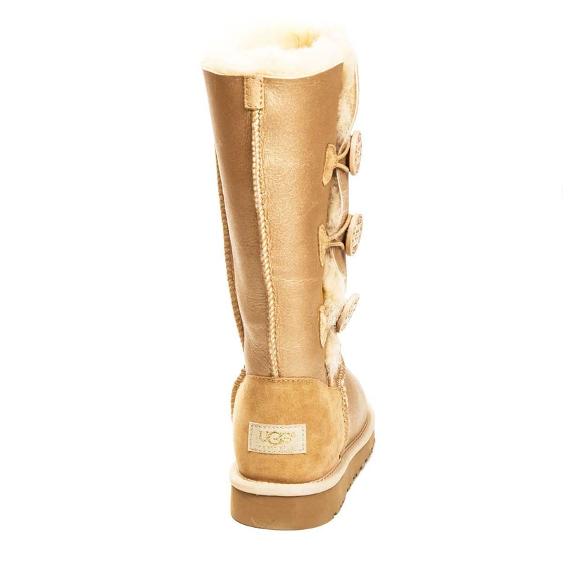 Угги женские сапоги UGG Triplet Bailey Button Metallic Soft Gold фото-3