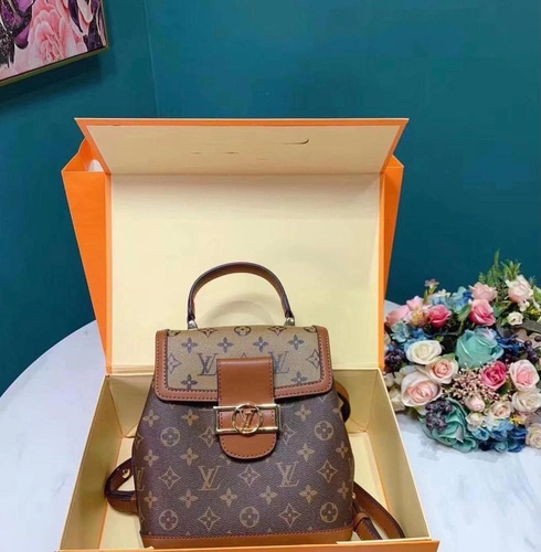 Рюкзак женский  Louis Vuitton из канвы коричневый 22/22 см фото-6
