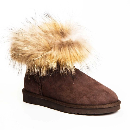 Угги женские ботинки UGG Mini Fox Fur Chocolate фото-2