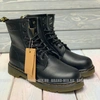 Зимние Мартинсы ботинки Dr Martens 1460 Glany с мехом черные фото-1