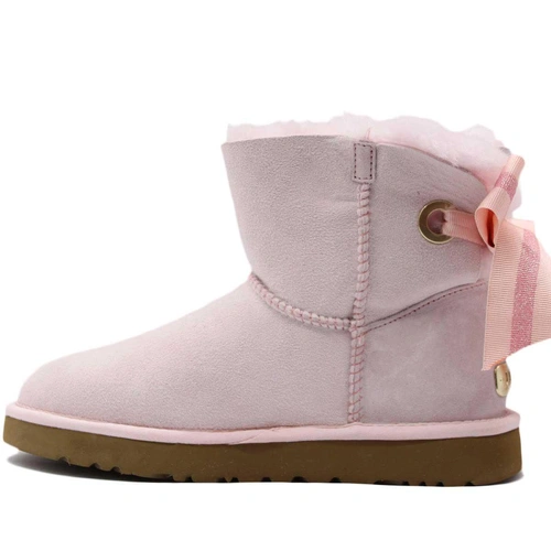 Угги женские ботинки UGG II Mini Bailey Bow Customizable Pink фото-3