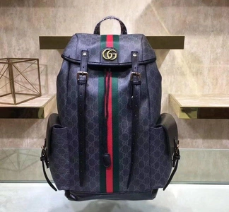 Рюкзак Gucci из канвы синий с рисунком-монограммой 45/35 см фото-