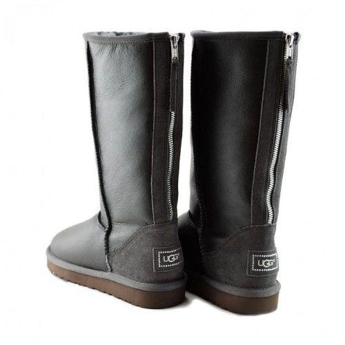 Угги женские UGG Tall Zip Metallic Grey фото-7