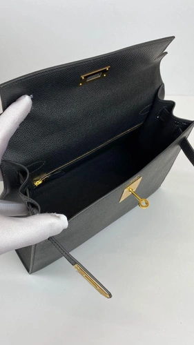 Женская кожаная сумка Hermes премиум-люкс черная A59032 фото-12