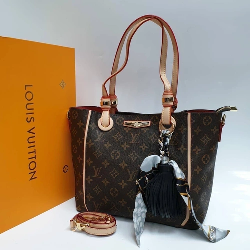 Женская кожаная сумка Louis Vuitton каштановая 28/24/16 A65484