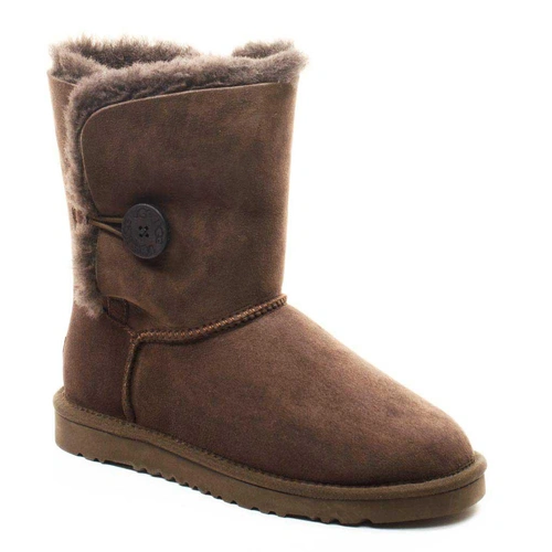 Угги женские ботинки UGG Bailey Button Chocolate фото-2