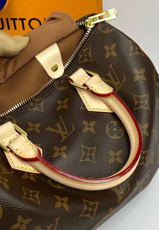 Женская сумка Louis Vuitton Speedy Bandouliere из канвы Monogram коричневая 25/19/15 см фото-3