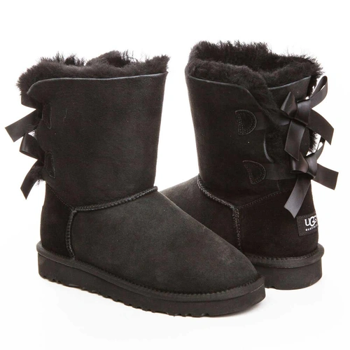 Угги женские ботинки UGG Bailey Bow Black фото-4