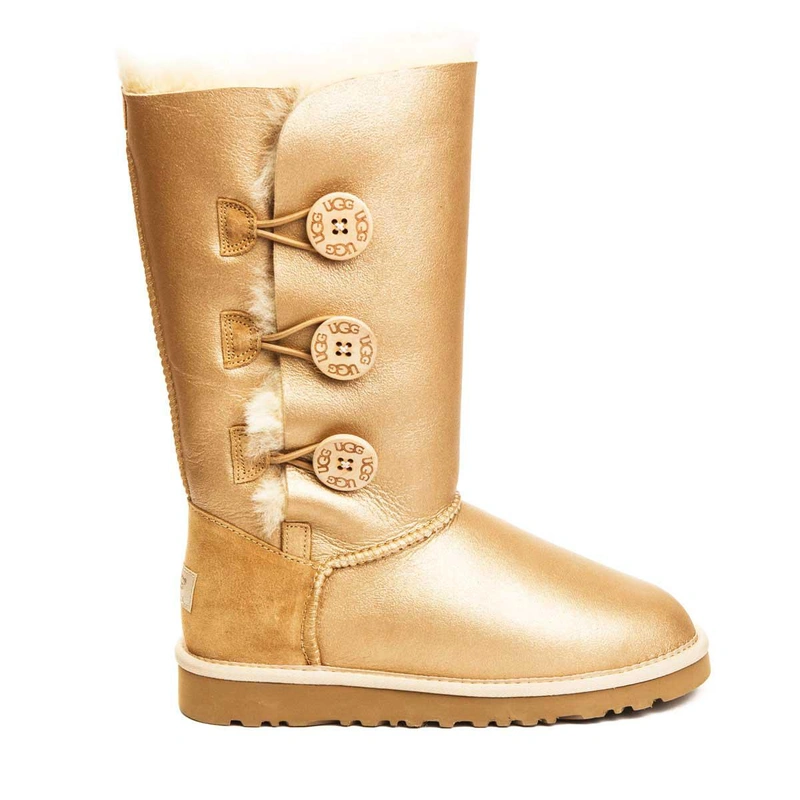 Угги женские сапоги UGG Triplet Bailey Button Metallic Soft Gold