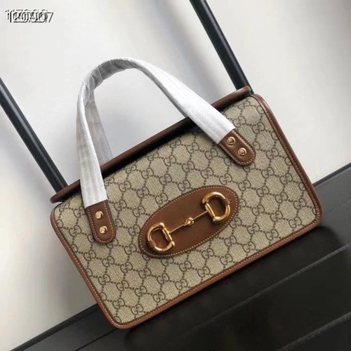 Женская кожаная сумка Gucci с рисунком и коричневыми вставками 28/17 см фото-5