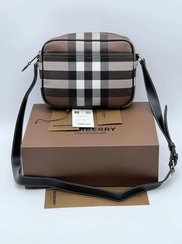 Мужская сумка Burberry A103950 через плечо из канвы премиум 27/26 см серая фото-2