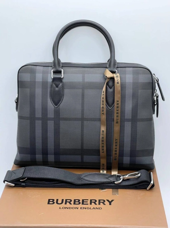 Портфель Burberry A103990 из канвы премиум 30:25:7 см серый