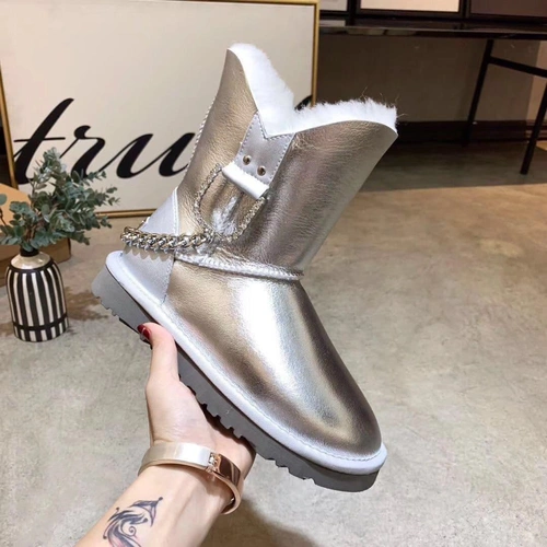 Угги женские сапоги Ugg Metallic серые фото-6