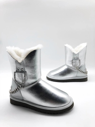 Угги женские сапоги Ugg Metallic серые фото-5