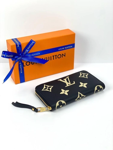 Кошелёк женский Louis Vuitton Zippy чёрный из тиснёной мягкой кожи Monogram Empreinte премиум-люкс 19/10/2,5 см фото-2