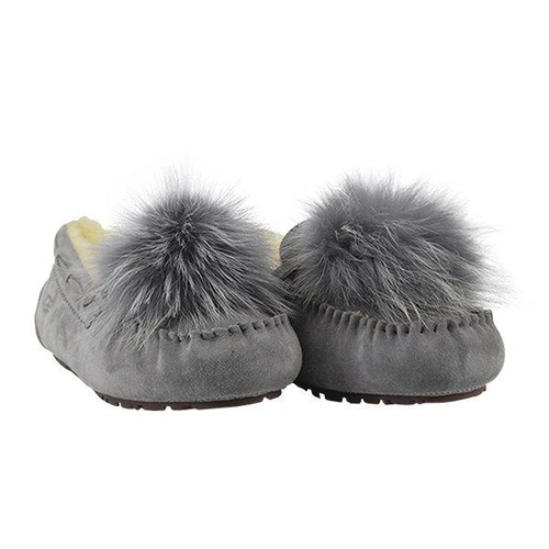 Угги женские мокасины UGG Pom Pom Dakota Grey фото-2